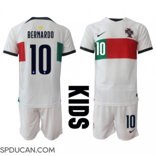 Dječji Nogometni Dres Portugal Bernardo Silva #10 Gostujuci SP 2022 Kratak Rukav (+ Kratke hlače)